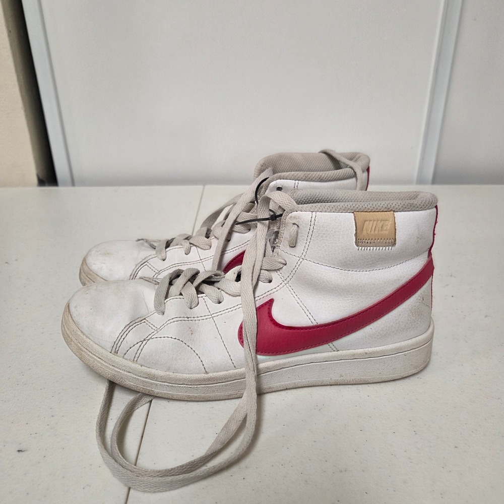 Nike Court Royale 2 Mid Womens White Pink Leather Sneakers CT1725-104 Size 7.5